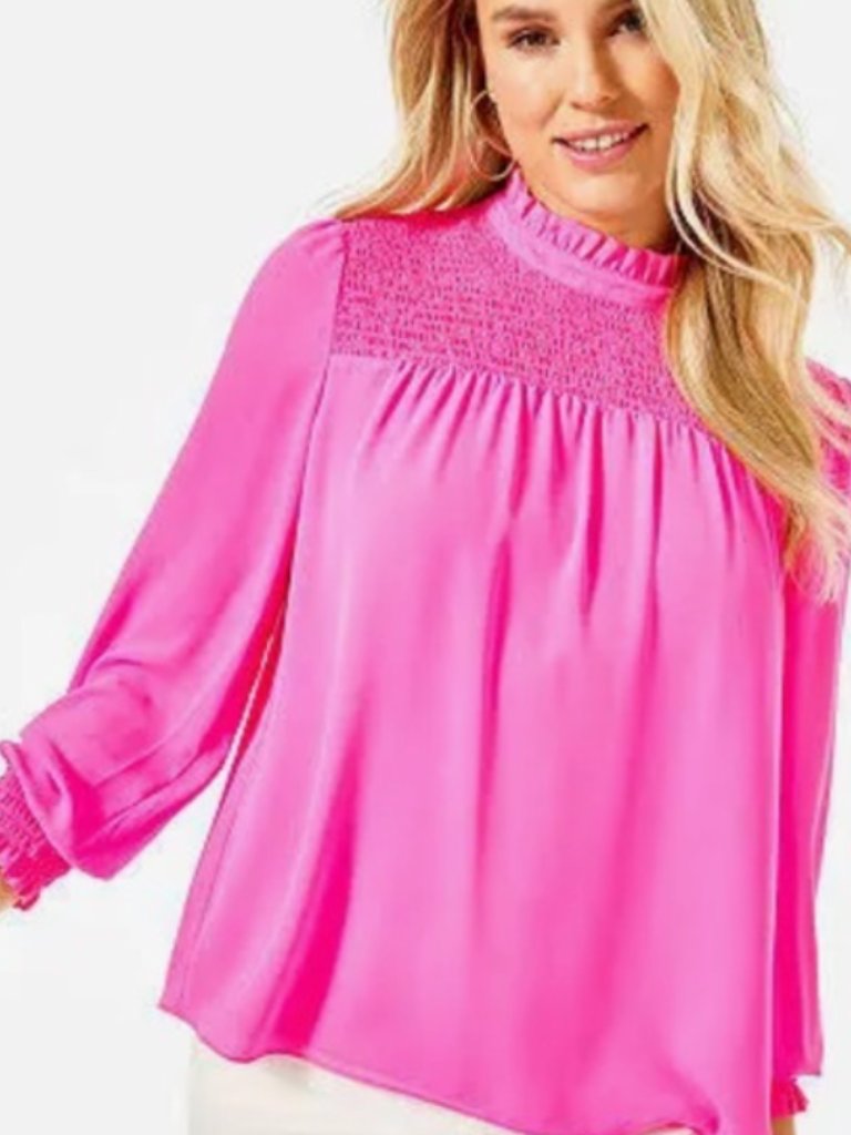 Rare -Lilly Pulitzer Hot Pink Cockatoo Pink Rhiannon Blouse